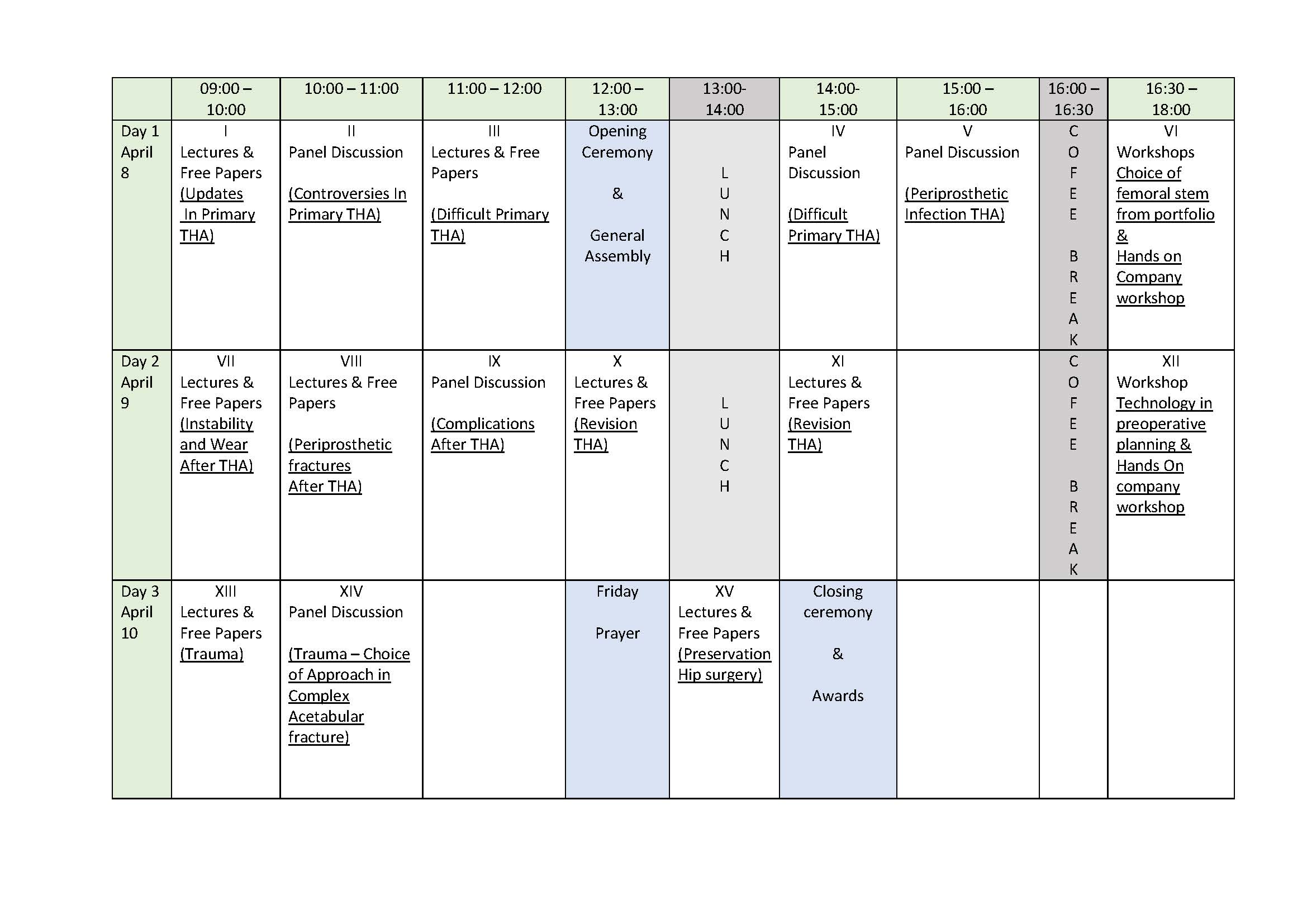 Program at a glance – Egyptian Pelvis and Hip Society – EPHS